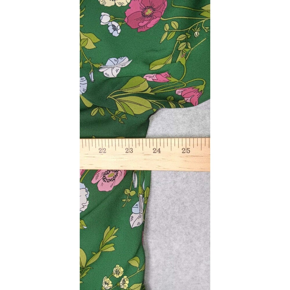 Ann Taylor Long Sleeve Blouse XLT Green Floral Bloomcore Garden Party Elegant - Picture 7 of 11